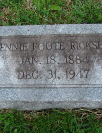 Jennie Foote Ricksher - grave marker