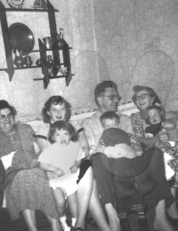 Harry Forsythe with mother and siblings